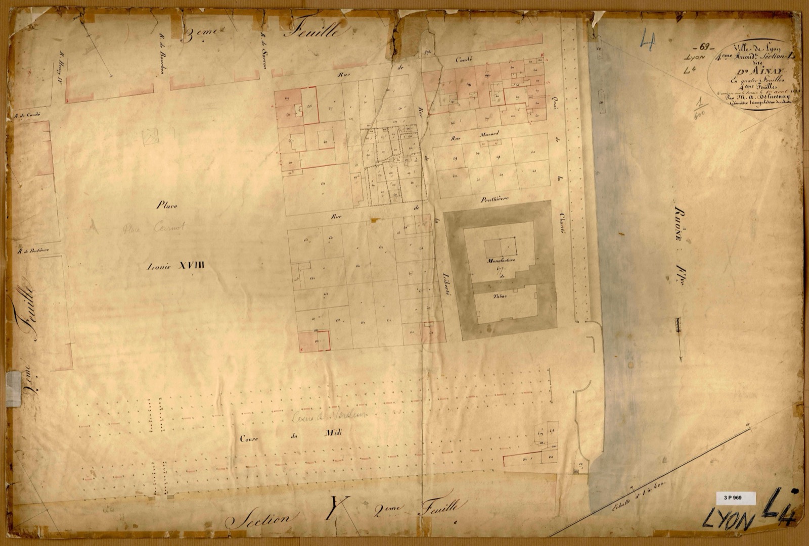 Plan cadastral ancien du quartier Ainay